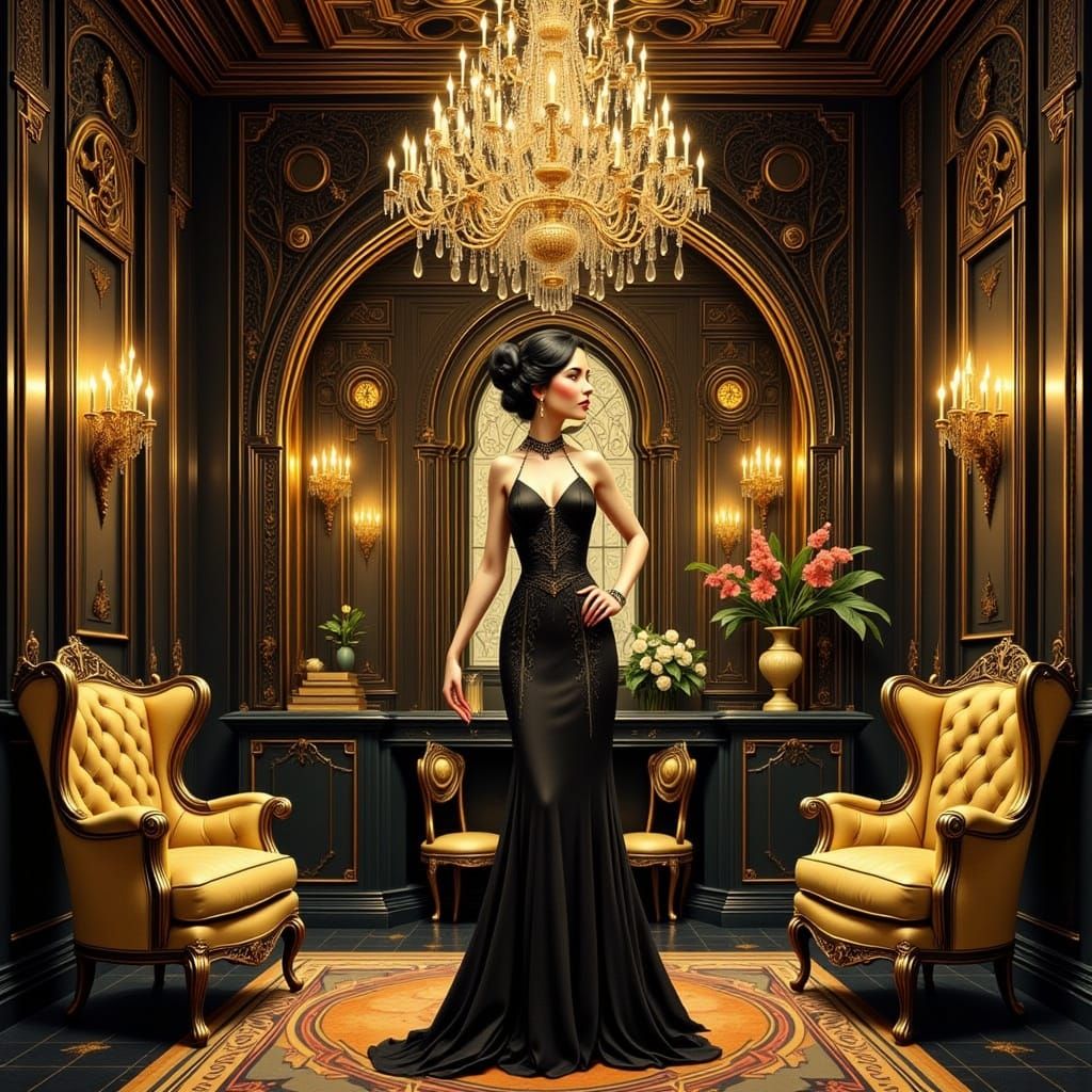 Art Deco Victorian Sitting Room in Art Nouveau Style