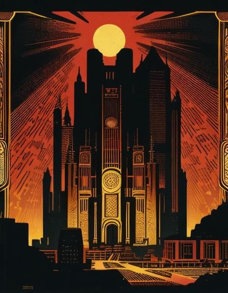 Resplendent Brick Construction in Afrofuturism Style