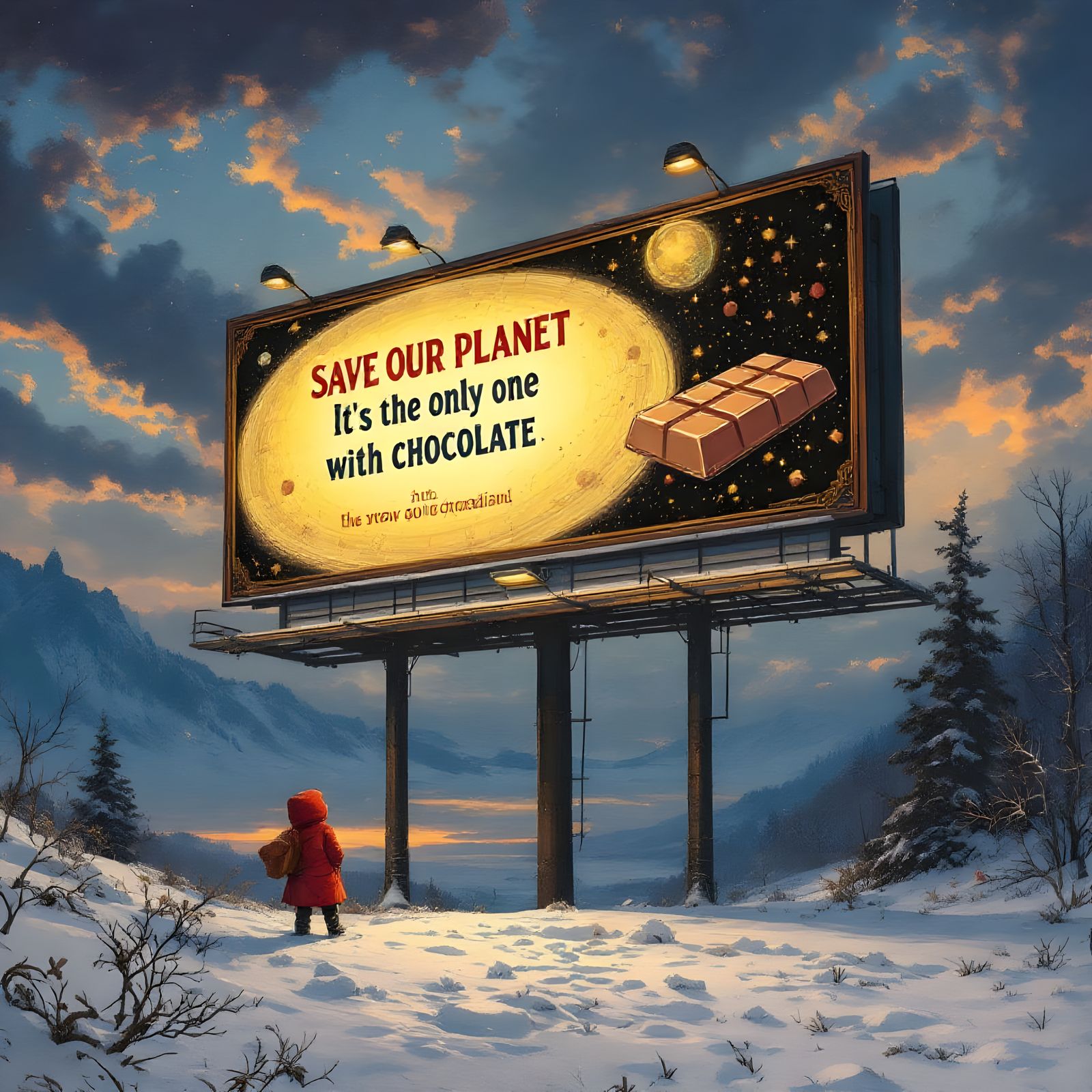 Jugendstil Billboard in a Frosty Evening Sky