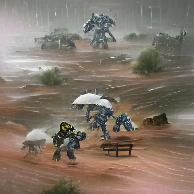 Mechs Clash in Wasteland Storm