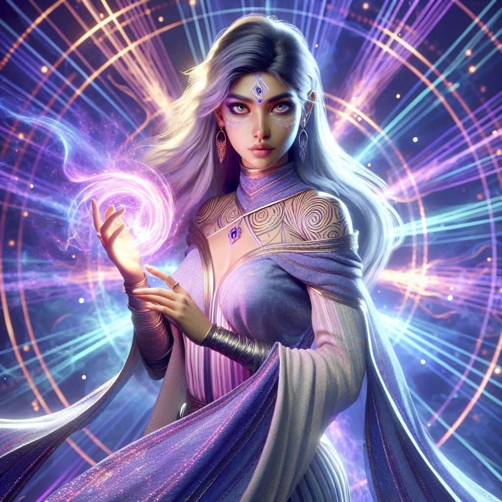 Powerful South Asian Mage with Arcane Energy