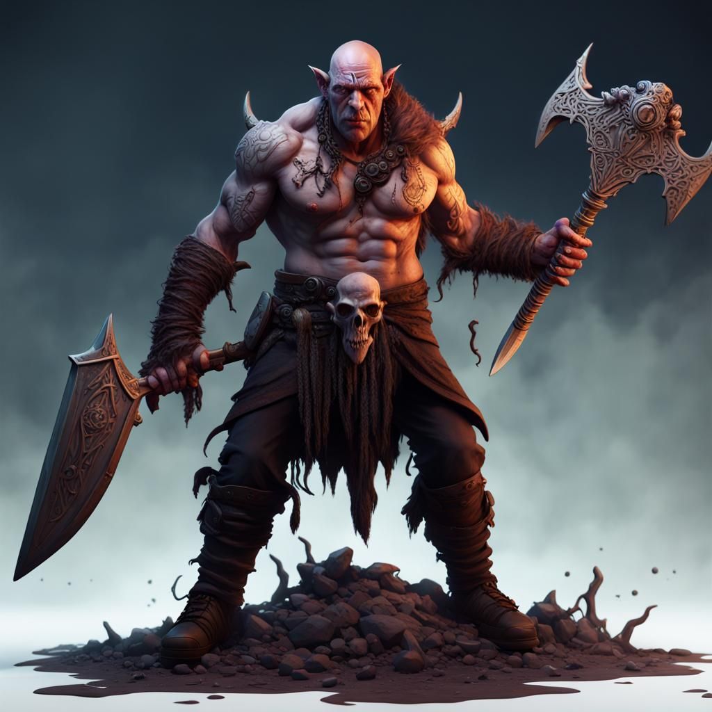 Grimdark Half-Orc Mindflayer as Fantasy Concept Art