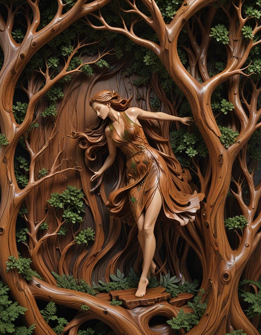 Surreal Nature Goddess in Woodland Scene