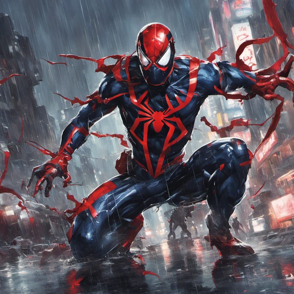 Spider-Man 2099 vs Mecha Ninjas in Cyberpunk City