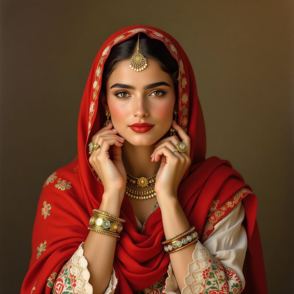 Algerian Woman in Traditional Dress as Portrait