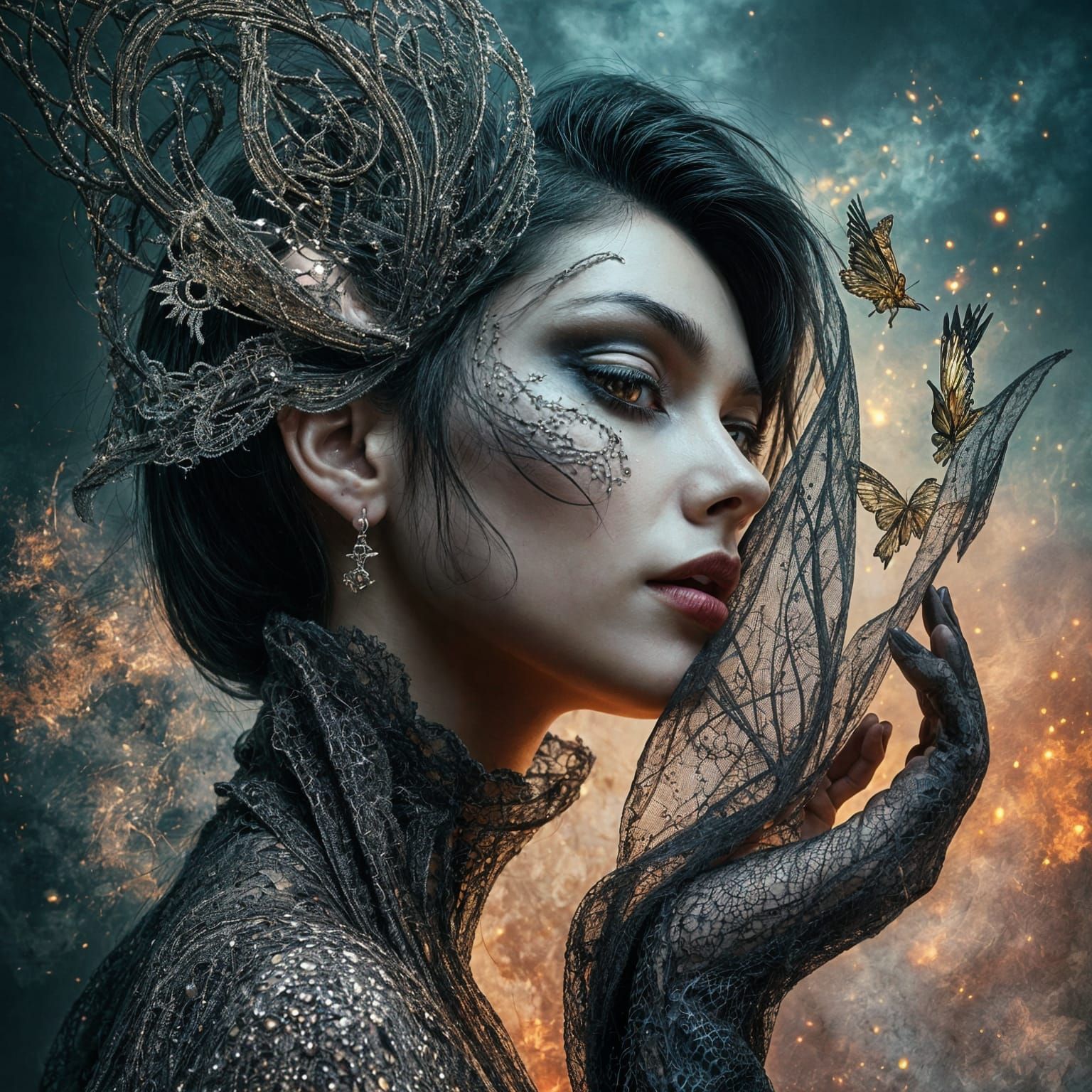 Gothic Beauty Surrenders to Dreams in Dark Portraits Style