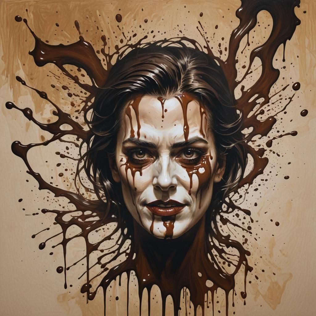Sinister Coffee Spill Portrait in Dark Style