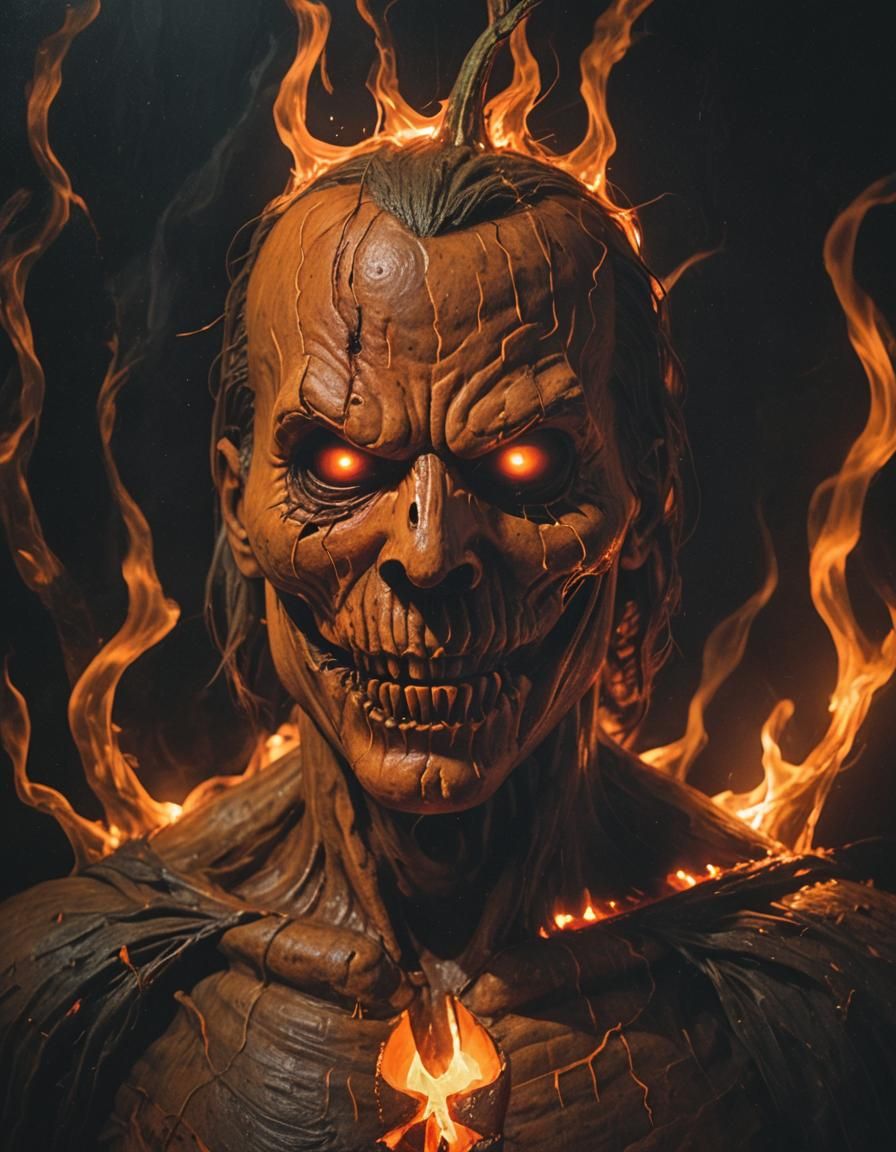 Eerie Jack-o'-Lantern Portrait in Dark Atmosphere