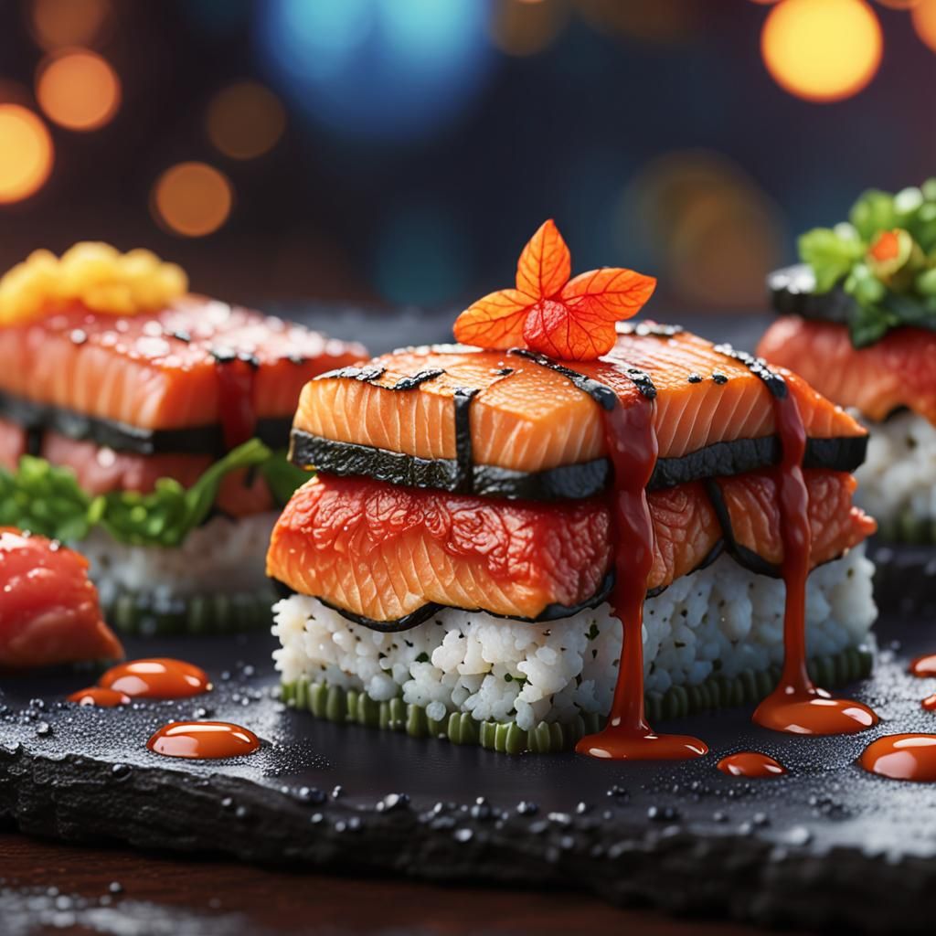Detailed Sushi Still Life in 8K Resolution