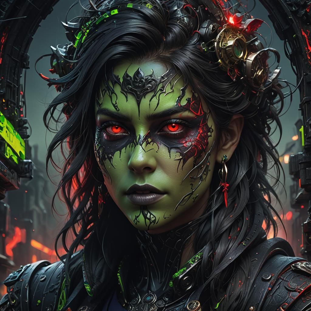 Intricate Dark Humor Face in Detailed Matte Painting