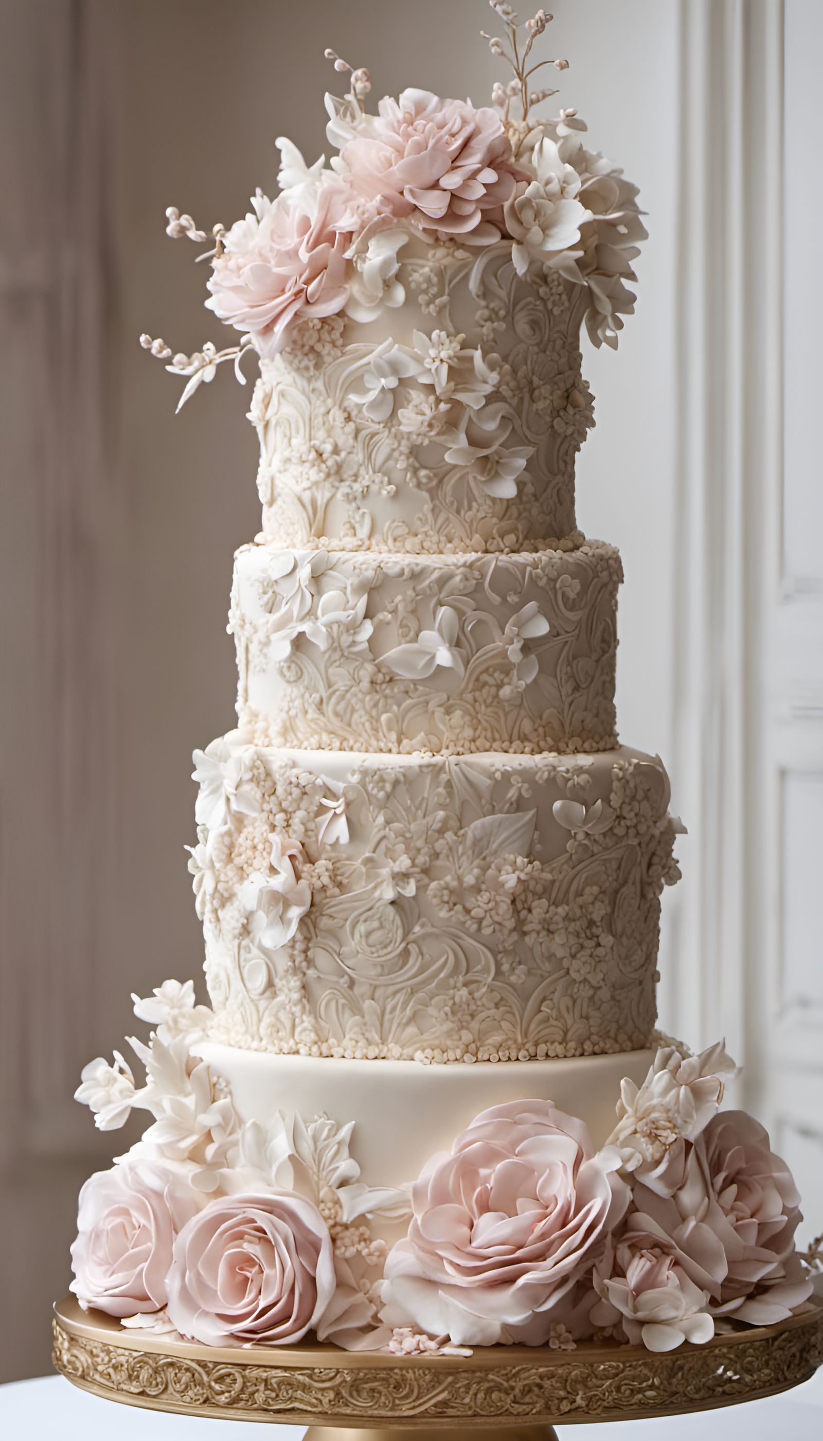 Intricate floral fantasy wedding cake