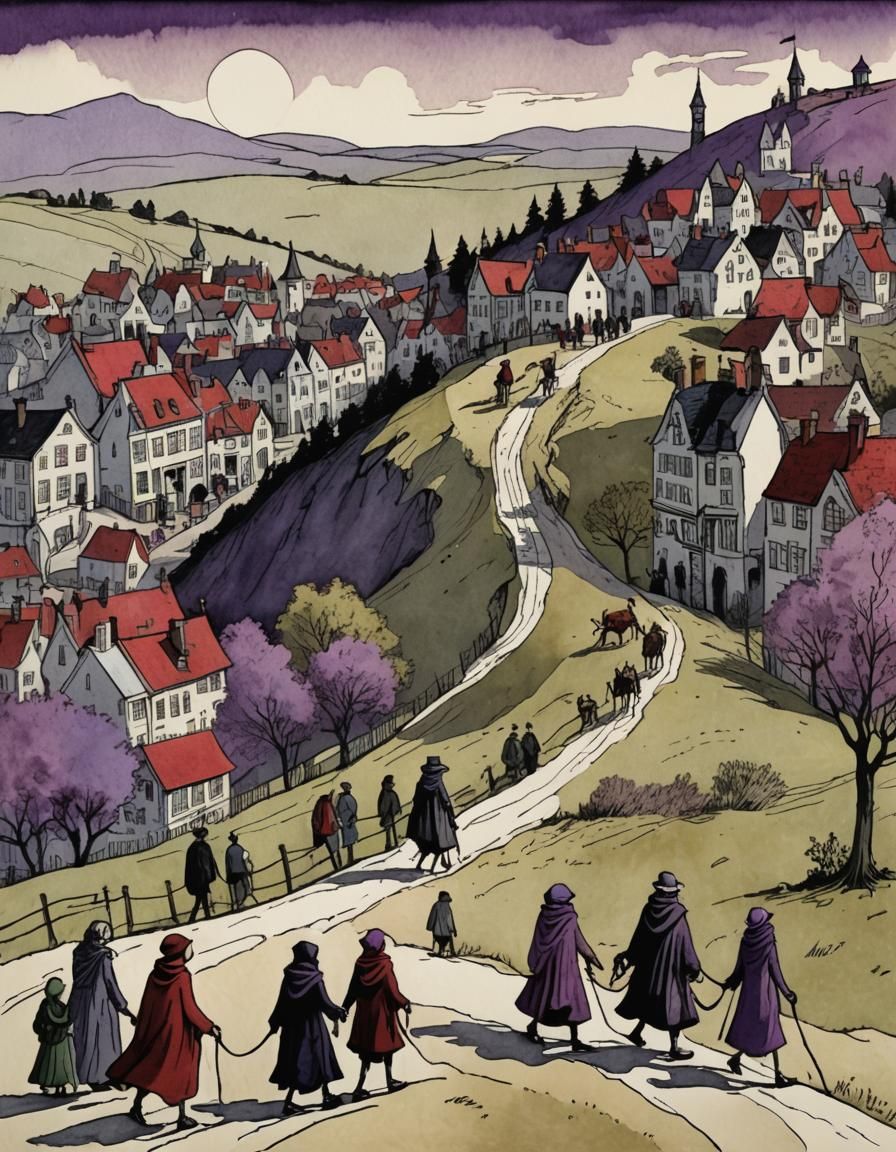 Whimsical Gothic Illustration: Wednesday's Eccentric Arrival