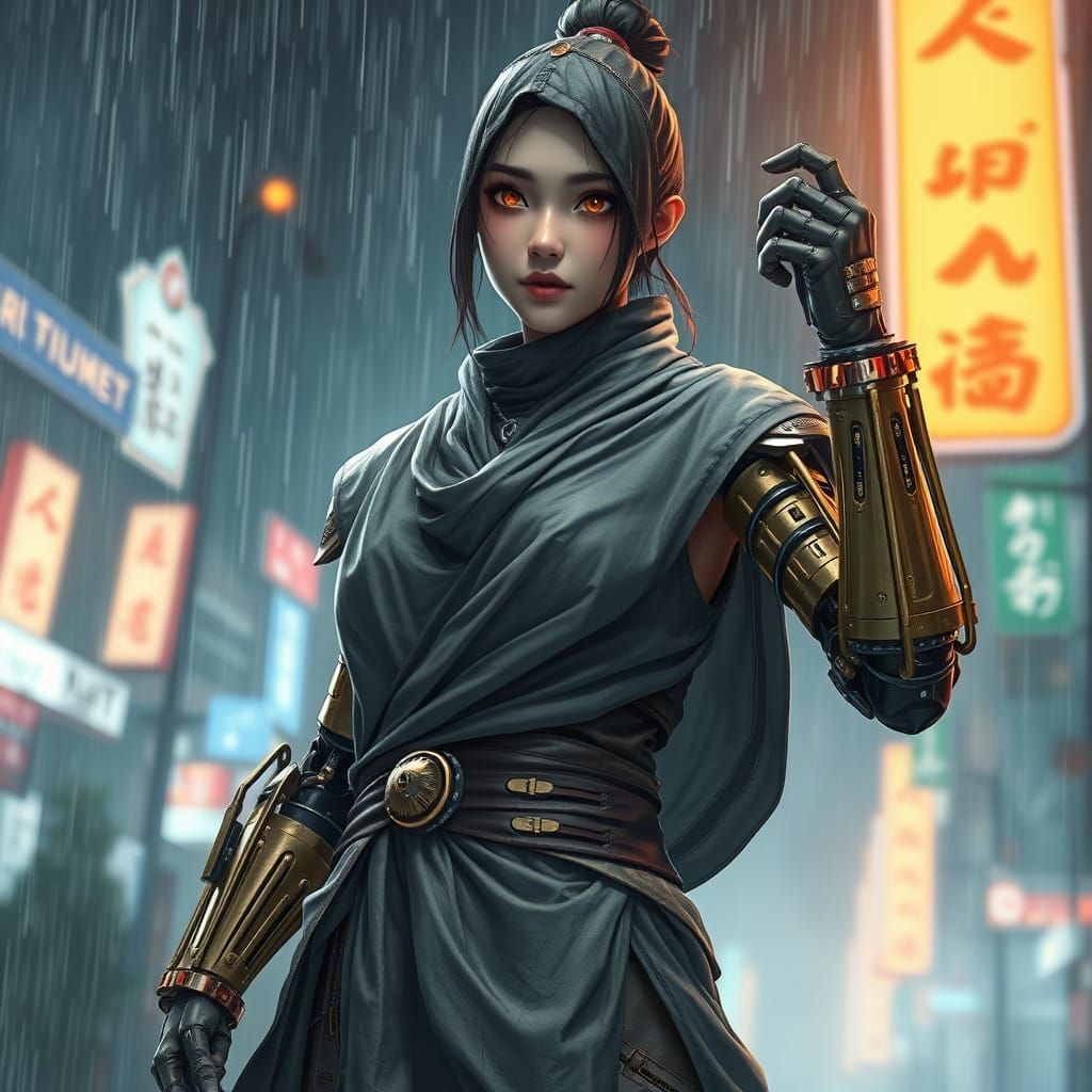 Cyborg Monk in Storm, 3D Anime Art