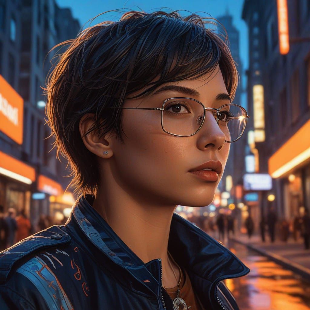 Hyperrealistic AI Visionary in Vibrant Creative Realm