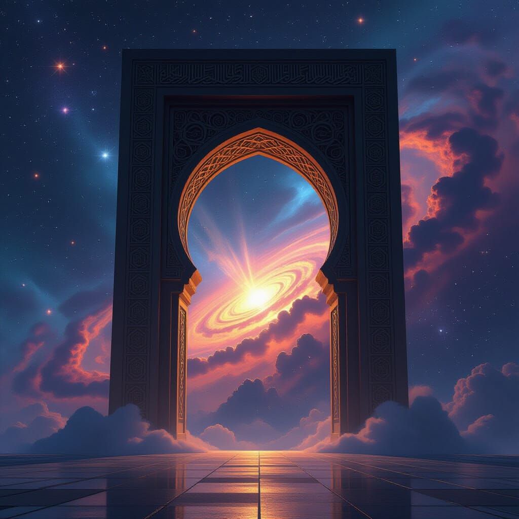 Islamic Archway Gateway to Cosmic Nebula