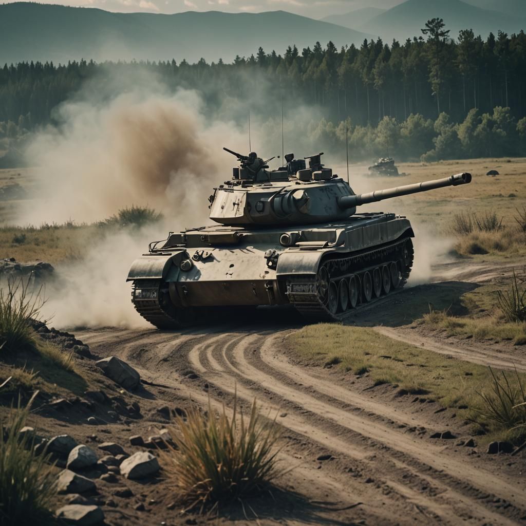 Cinematic Tank Image in Film Style