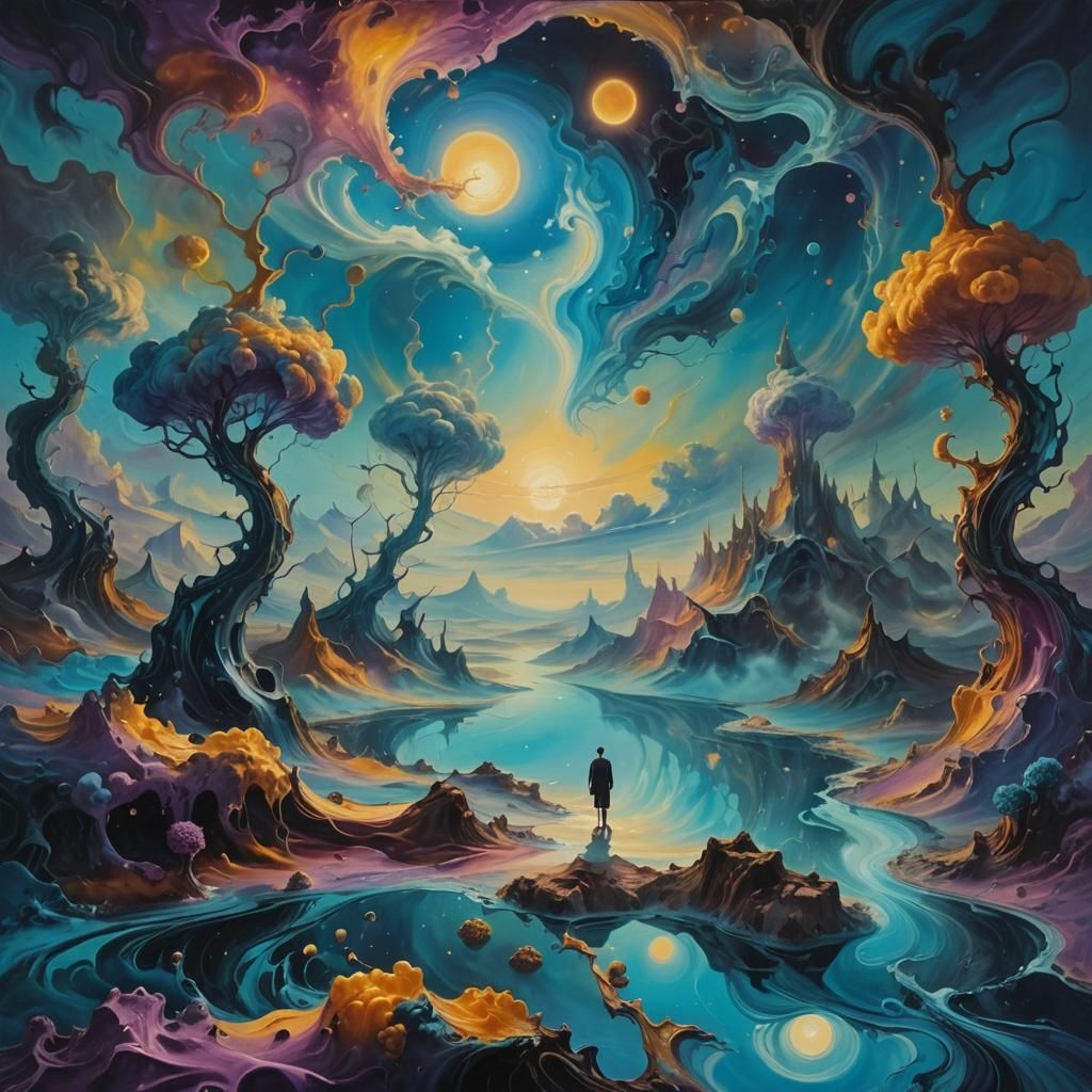 Surreal Person Gazing into Abstract Void