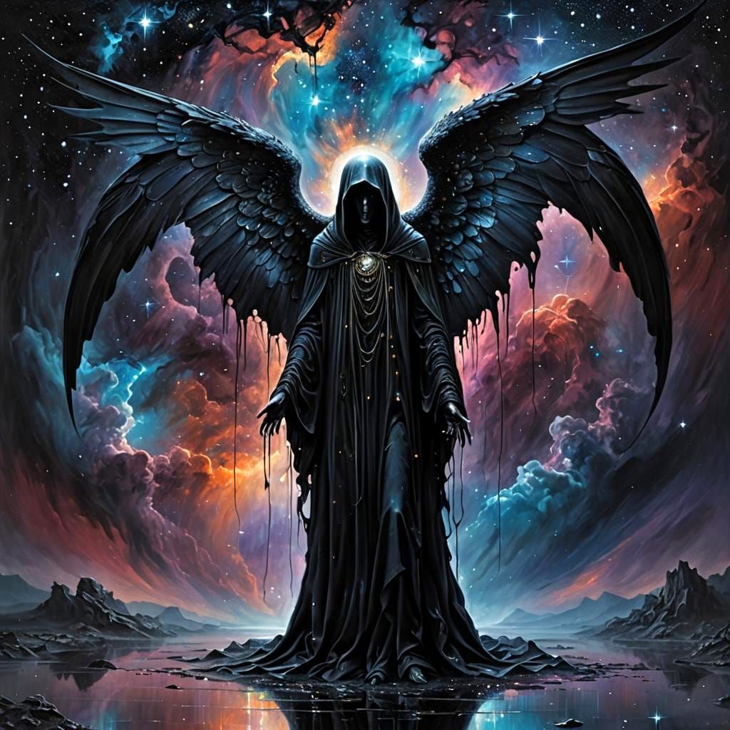 Surreal Stardust Angel Holding Child, Digital Photorealism