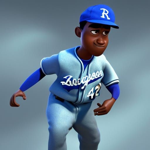 Jackie Robinson Portrait in Pixar Style
