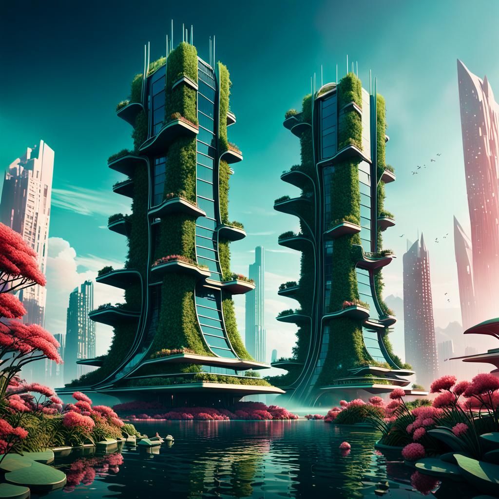 Futuristic Vegetal Architecture on the Water