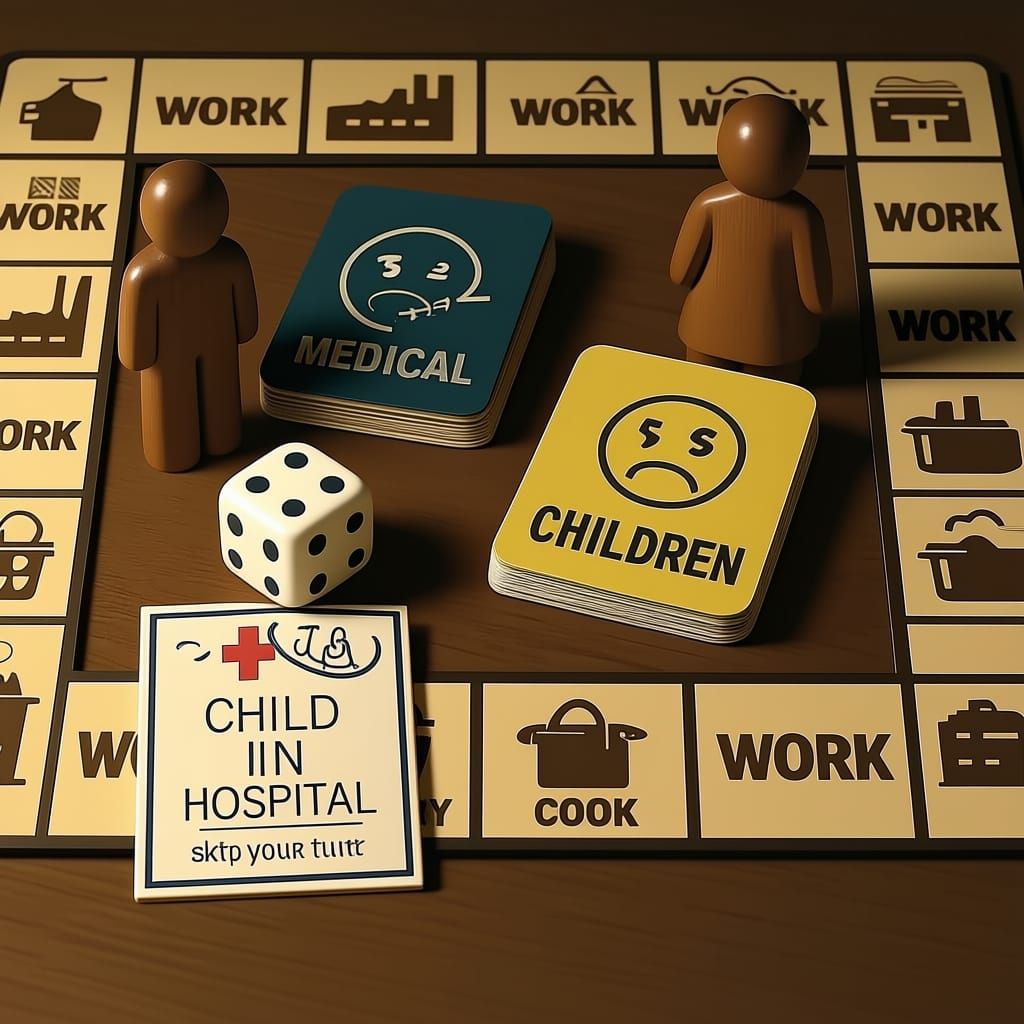 Realistic Board Game with Human Pieces and Life Event Tiles