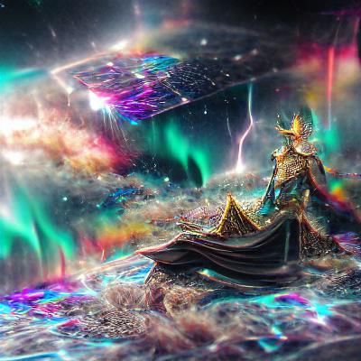 Holographic Astral Asgard Illustration in Mixed Media