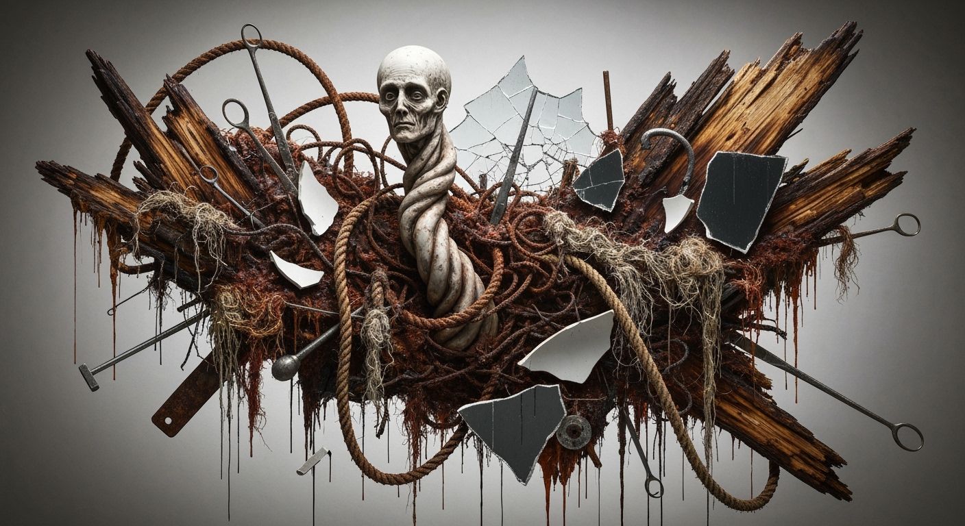 Disturbing Humanoid Figure in Raw Psychiatric Aesthetic