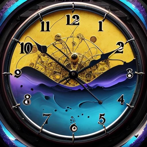 Surreal Atomic Clock in Dark Metallic Room