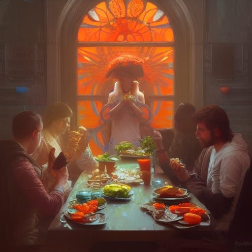 Hyperdetailed Food Concept Art in Art Nouveau Style