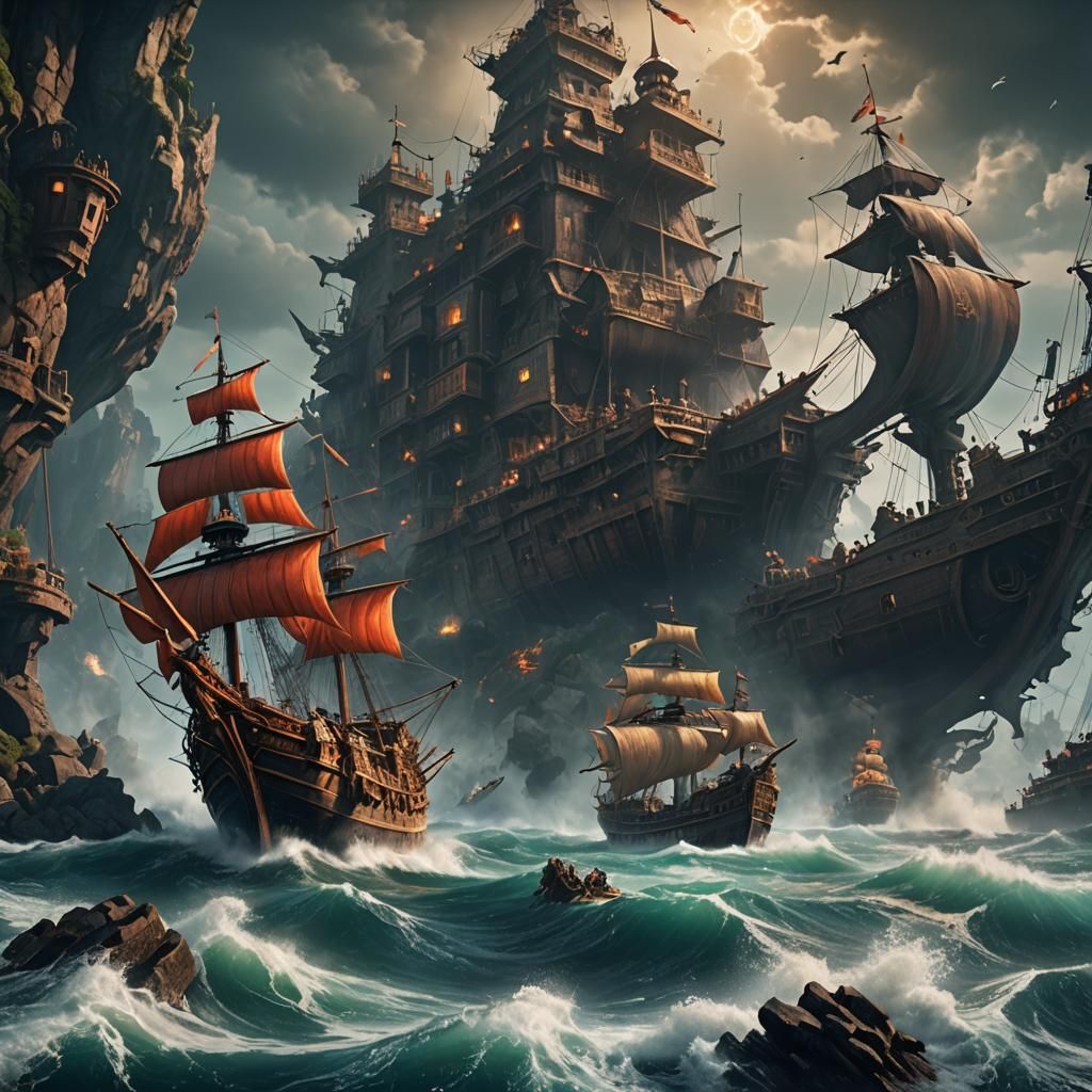 Dramatic Sea Scene in Detailed Matte Painting