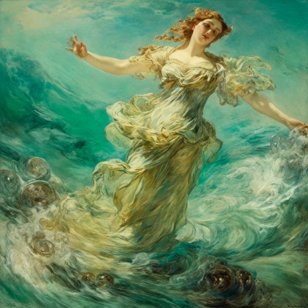 <lora:Matejko:1.0> Venus emerging from the sea waves. photog...