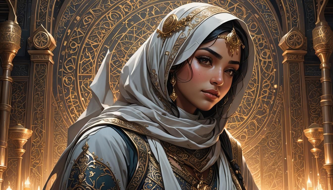 Anime Style Arabic Woman in 3D Rendering