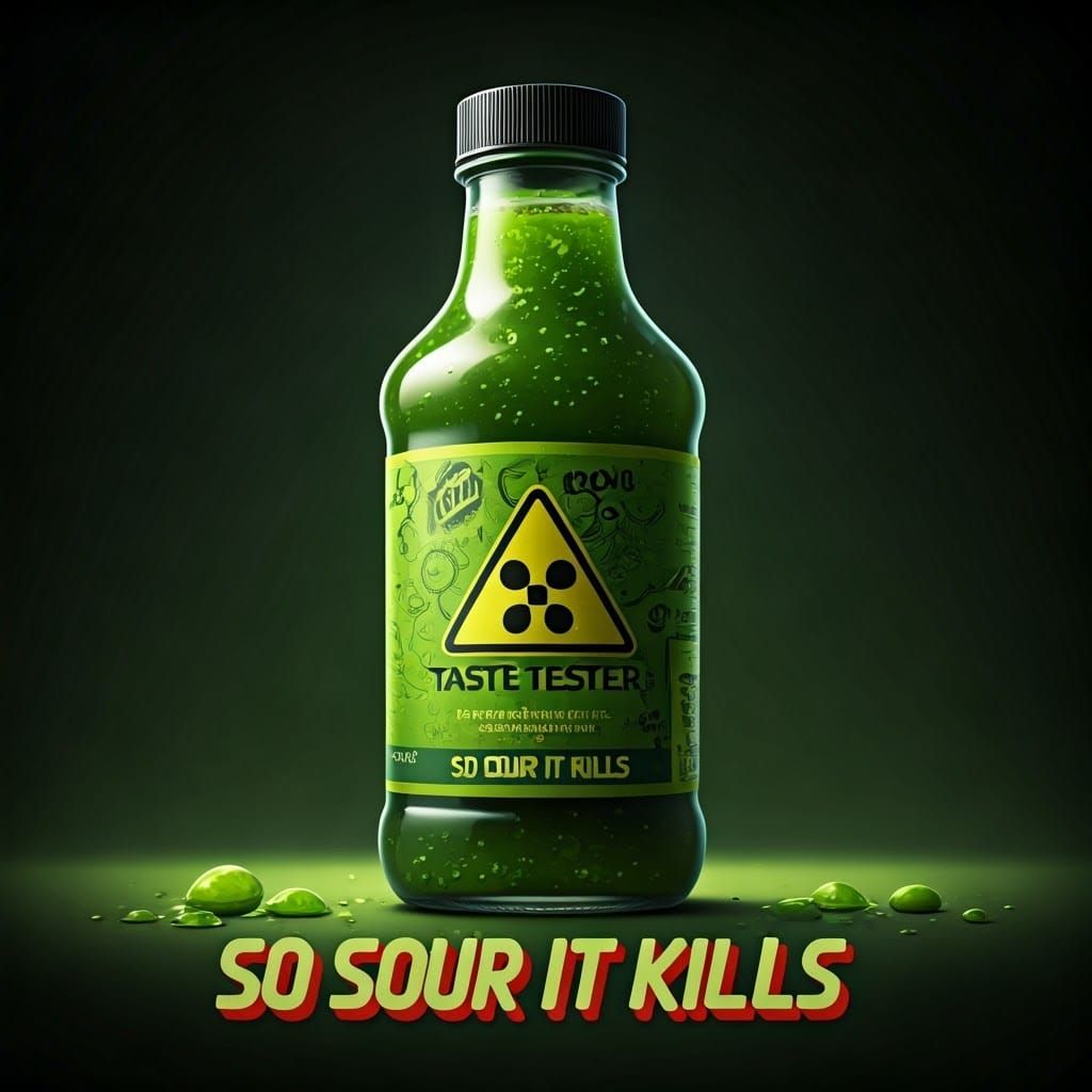 Hyperrealistic Candy Poster: Toxic Sour Green Sauce