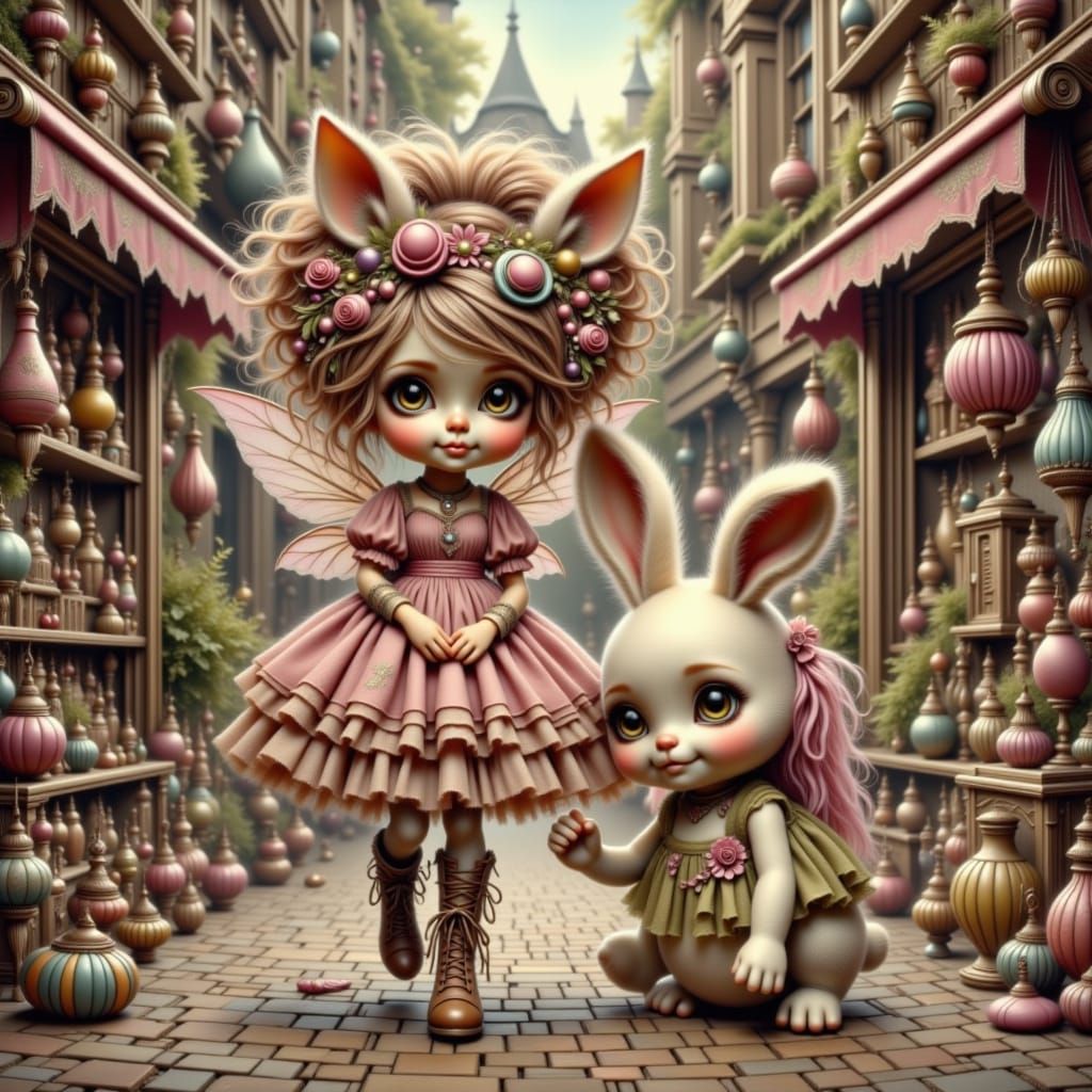 Pixie's Playful Struggle to Drag a Giant Stuffed Bunny