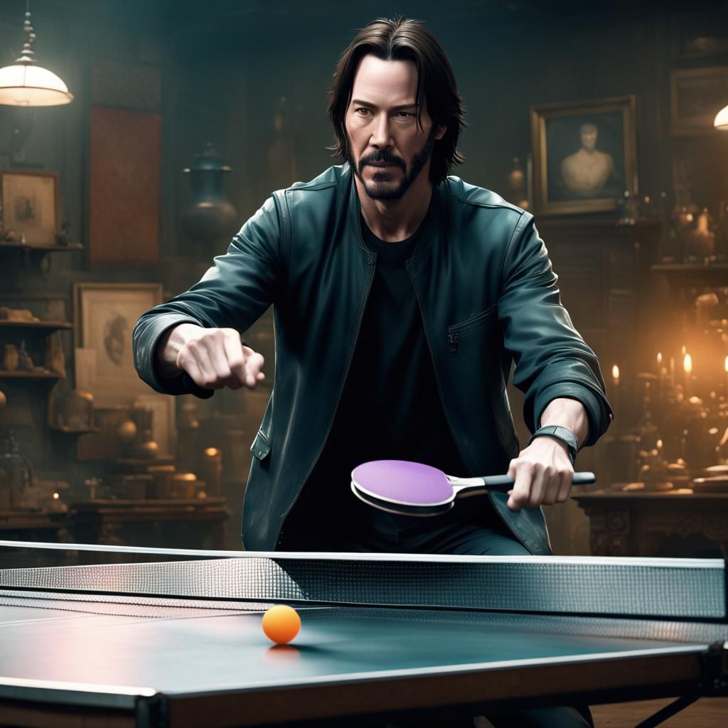 Keanu Reeves Plays Ping Pong Matrix Style