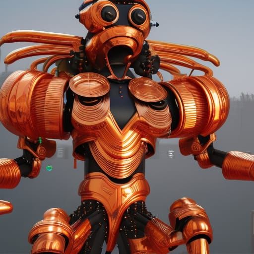 Asura Ravan Worshipping AI in Sci-Fi Style