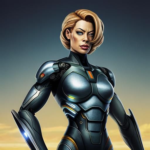 Futuristic Cyborg Seven of Nine in Metallic Style