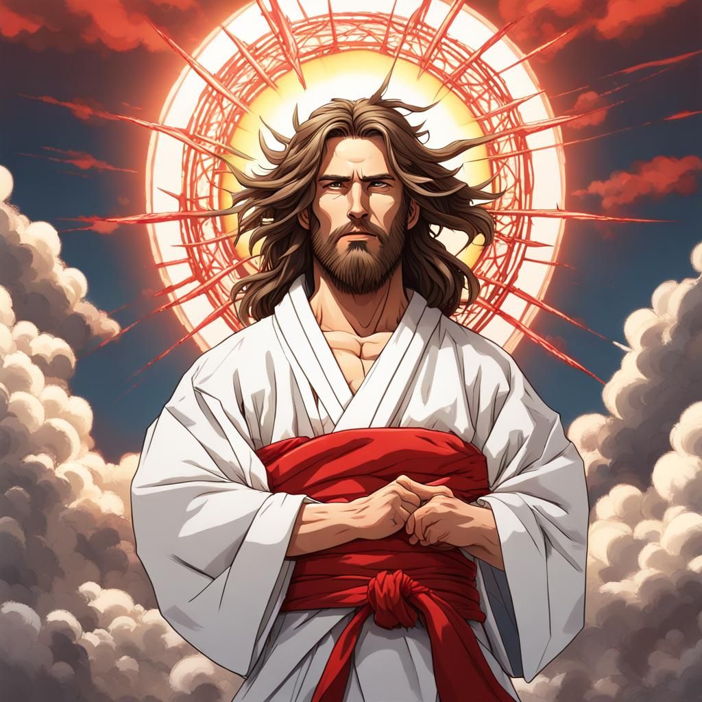 Jesus Christ as Super Saiyan in Anime Style