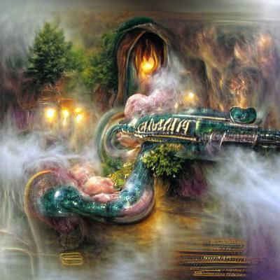 Ethereal Fire Serpent in Fantasy Landscape