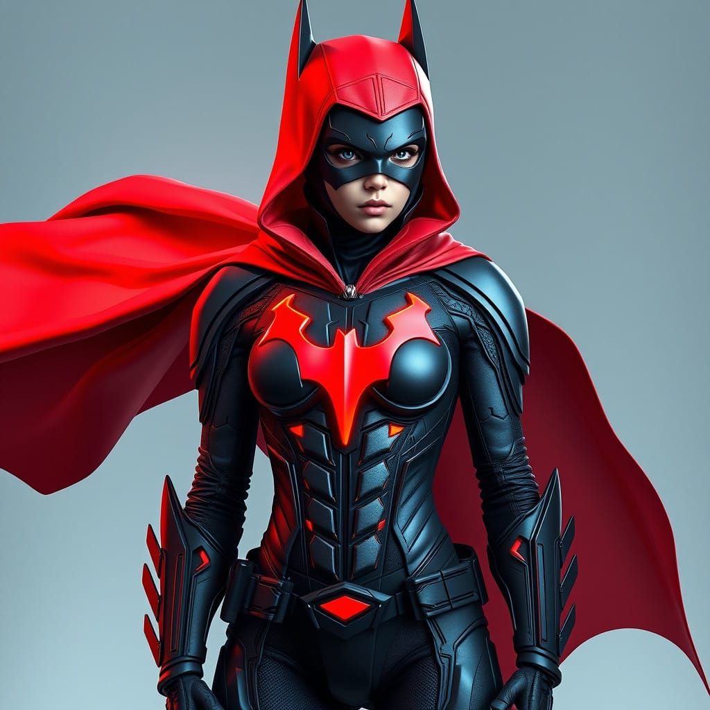 Empowered Teen Batwoman in Cyberpunk Batsuit