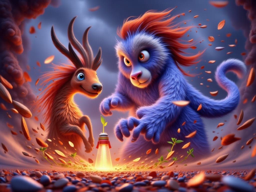 Cyberpunk Hobo Stew in a Vibrant, Radial Gradient Background