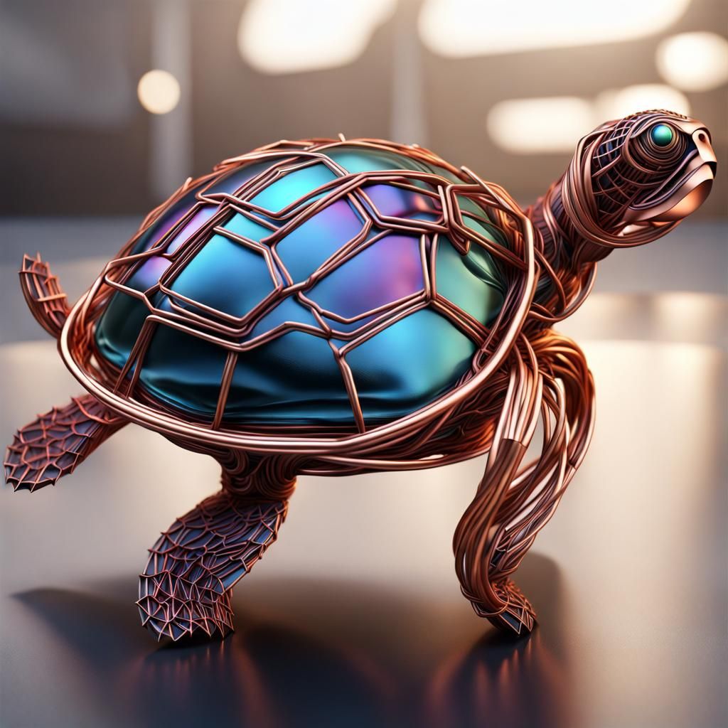 Copper Wire Turtle in 8k Resolution