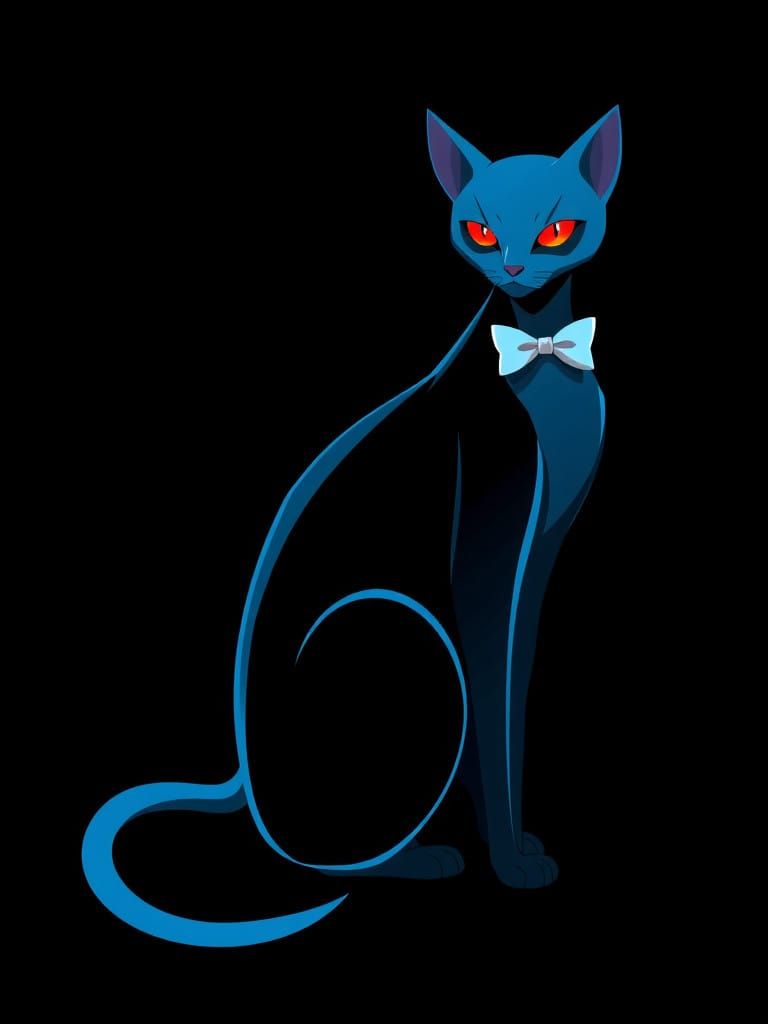 Elegant Blue Cat with Red Eyes