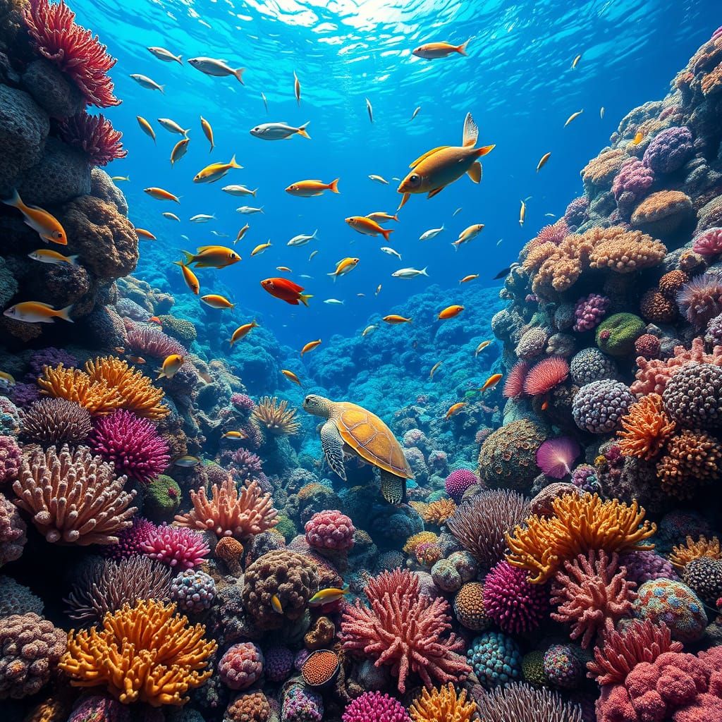 Vibrant Coral Reef Ecosystem in Hyperrealistic Style