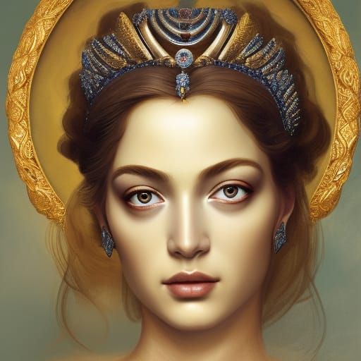 Hera: Queen of Olympus in Art Nouveau Style