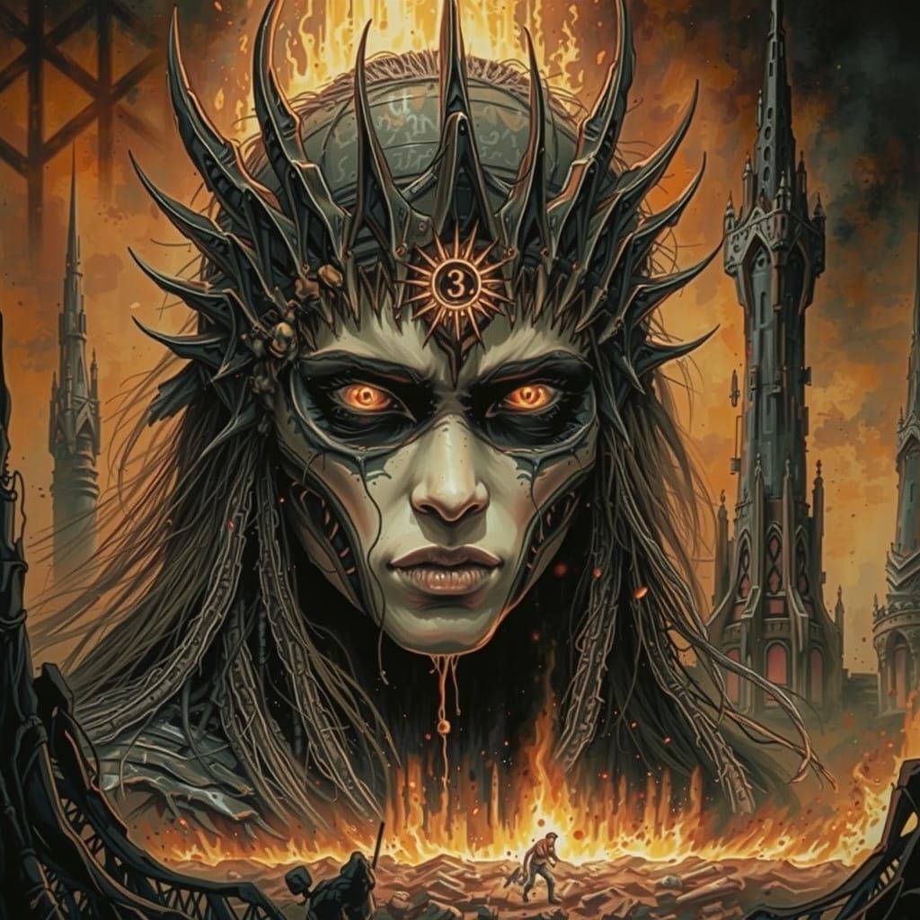 Survivor in Shock During Alien Attack, in Watercolour Style