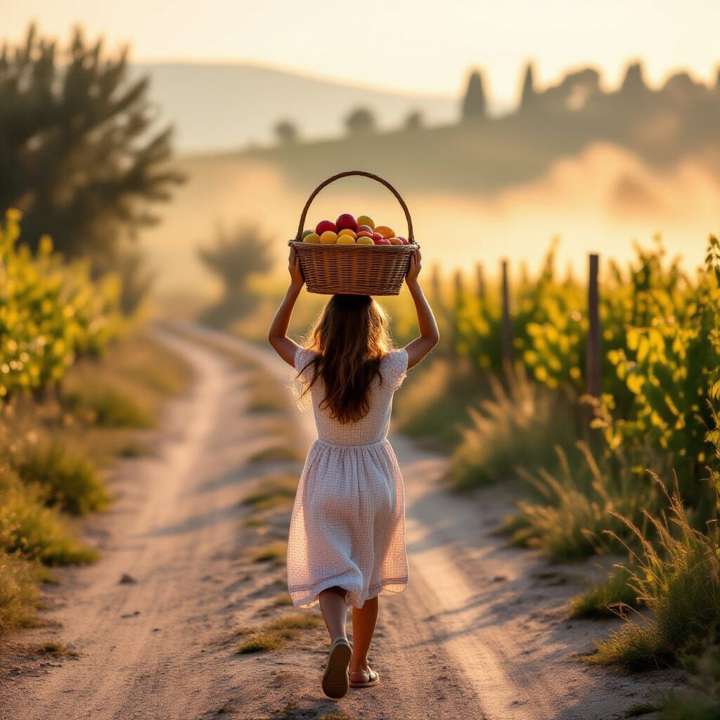 Italian Girl with Fruit Basket at Dawn