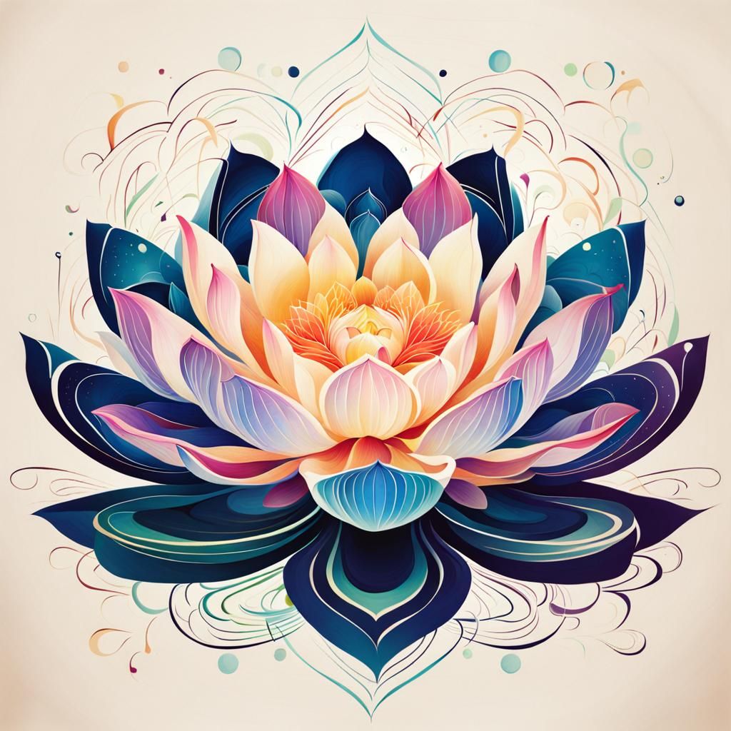 Abstract Lucid Lotus Flower Art