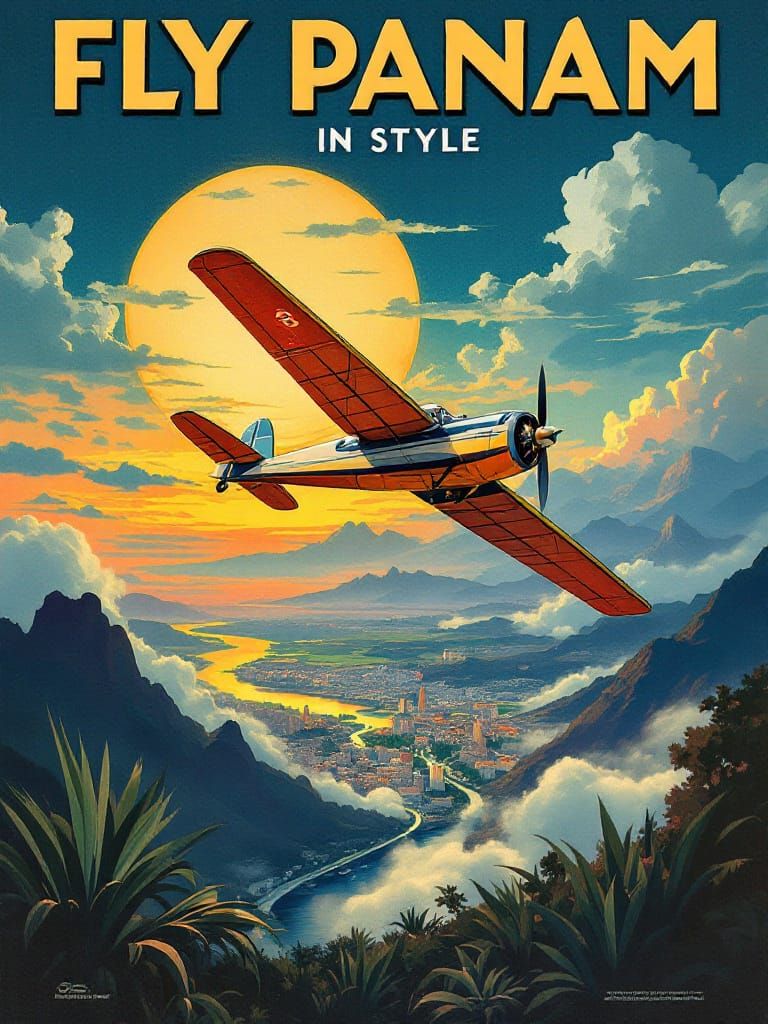 Vintage Travel Poster, "Fly PANAM" v2