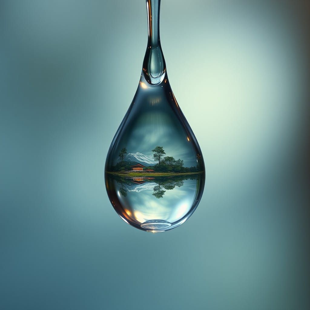 Ethereal Water Drop in Dreamy, Whimsical Light